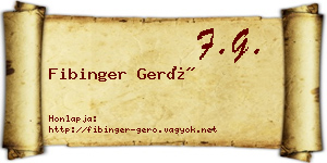 Fibinger Gerő névjegykártya